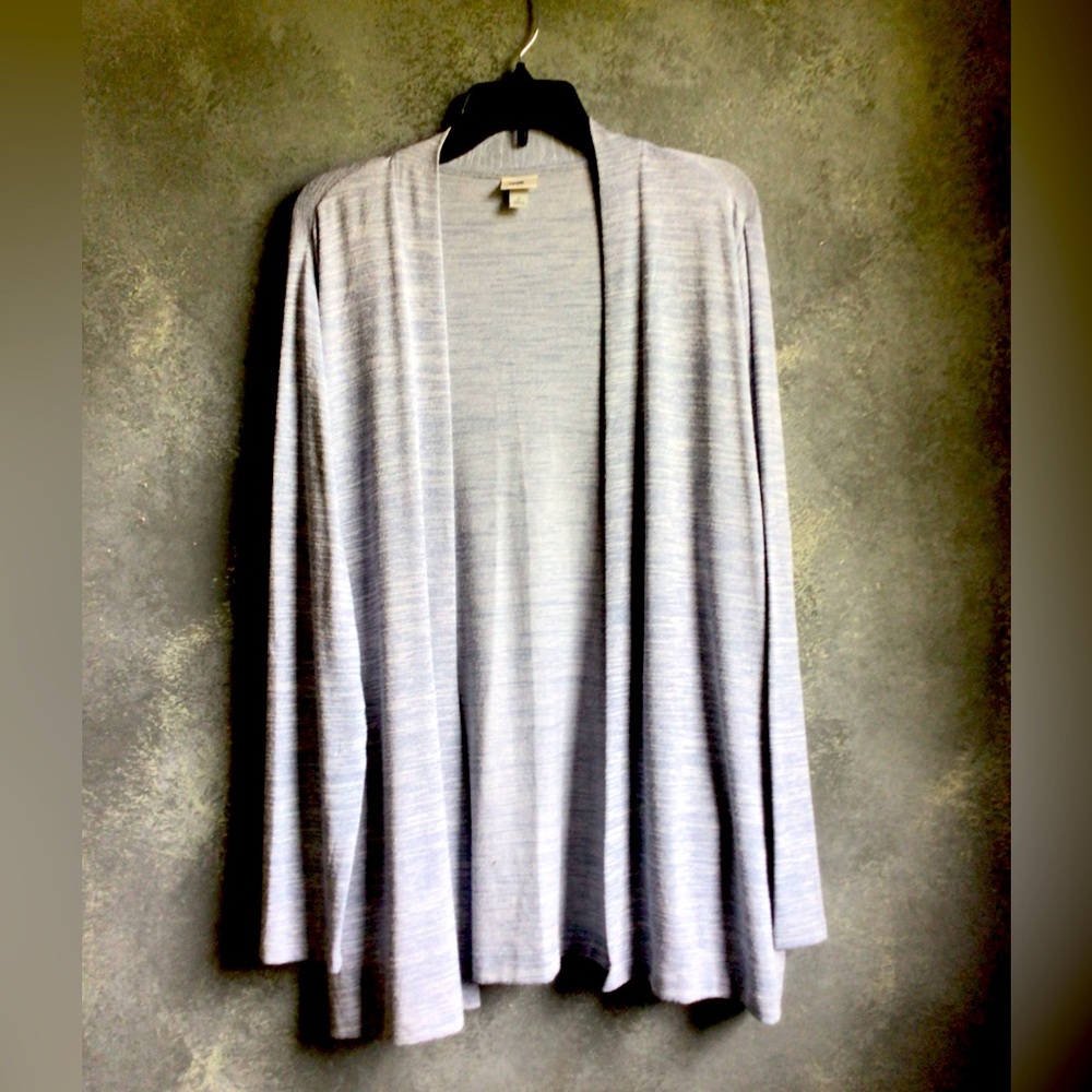 Long Sleeve Light Blue slip on cardigan top, Sz. L